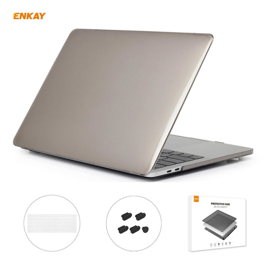 ENKAY 3 in 1 Crystal Laptop Protective Case + US Version TPU Keyboard Film + Anti-dust Plugs Set for MacBook Pro 13.3 inch A1706 / A1989 / A2159 (with Touch Bar)(Grey) - MacBook Pro Cases by ENKAY | Online Shopping UK | buy2fix