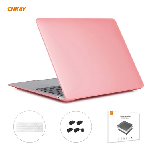 ENKAY 3 in 1 Matte Laptop Protective Case + US Version TPU Keyboard Film + Anti-dust Plugs Set for MacBook Air 13.3 inch A1932 (2018)(Pink) - MacBook Air Cases by ENKAY | Online Shopping UK | buy2fix