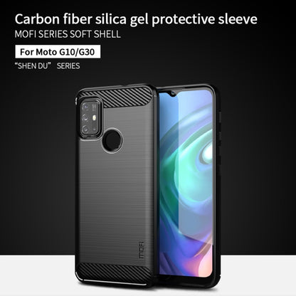 For Motorola Moto G10 / G30 MOFI Gentleness Series Brushed Texture Carbon Fiber Soft TPU Case(Black) - Motorola Cases by MOFI | Online Shopping UK | buy2fix