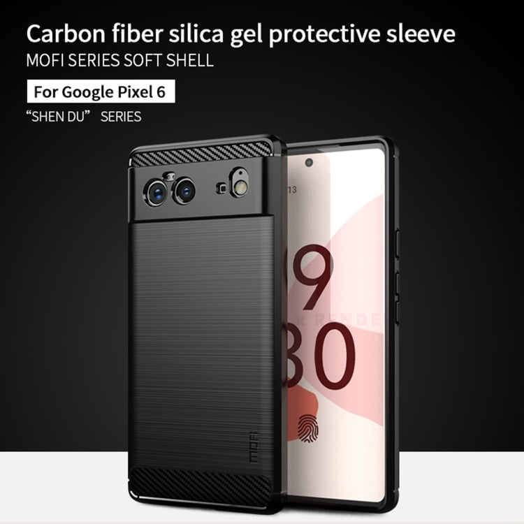 For Google Pixel 6 MOFI Gentleness Series Brushed Texture Carbon Fiber Soft TPU Case(Blue) - Google Cases by MOFI | Online Shopping UK | buy2fix