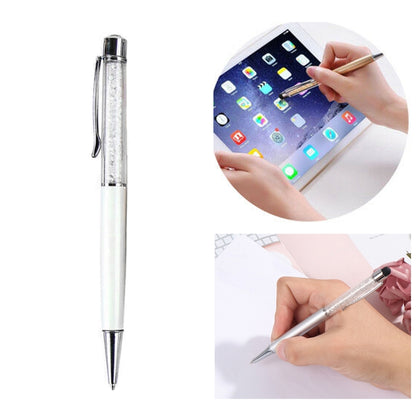 AT-22  2 in 1 Universal Flash Diamond Decoration Capacitance Pen Stylus Ballpoint Pen(White) - Stylus Pen by buy2fix | Online Shopping UK | buy2fix