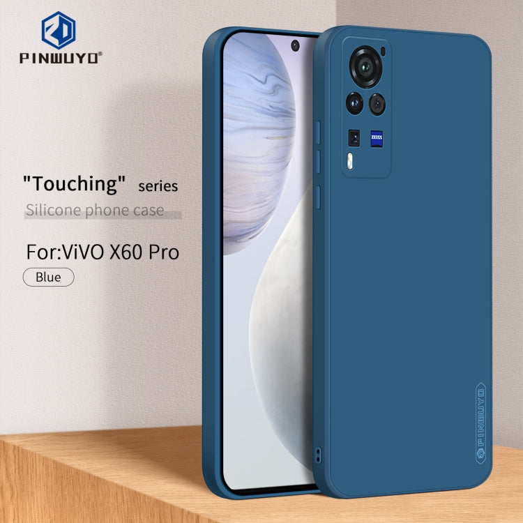 For vivo X60 Pro PINWUYO Touching Series Liquid Silicone TPU Shockproof Case(Blue) - OPPO Cases by PINWUYO | Online Shopping UK | buy2fix