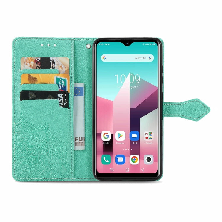 For Blackview A80 Pro Mandala Flower Embossed Horizontal Flip Leather Case with Holder & Three Card Slots & Wallet & Lanyard(Green) - More Brand by buy2fix | Online Shopping UK | buy2fix