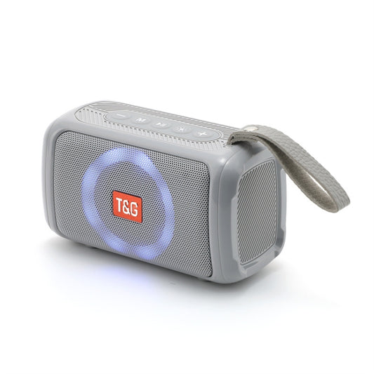 T&G TG193 Portable Bluetooth Speaker LED Light Waterproof Outdoor Subwoofer Support TF Card / FM Radio / AUX(Gray) - Desktop Speaker by T&G | Online Shopping UK | buy2fix