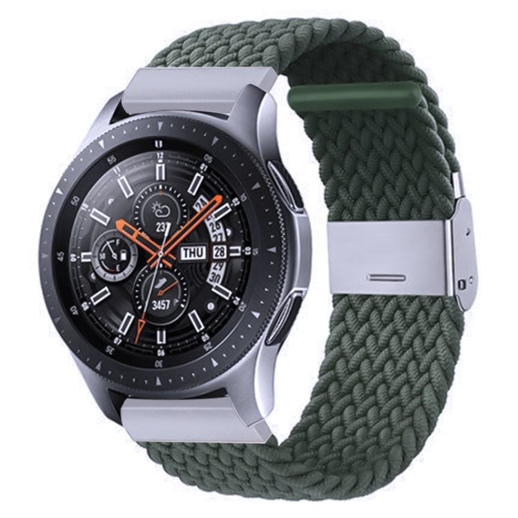 For Samsung Galaxy Watch 4 / Watch 5 20mm Nylon Braided Metal Buckle Watch Band(Olive Green) - Watch Bands by buy2fix | Online Shopping UK | buy2fix