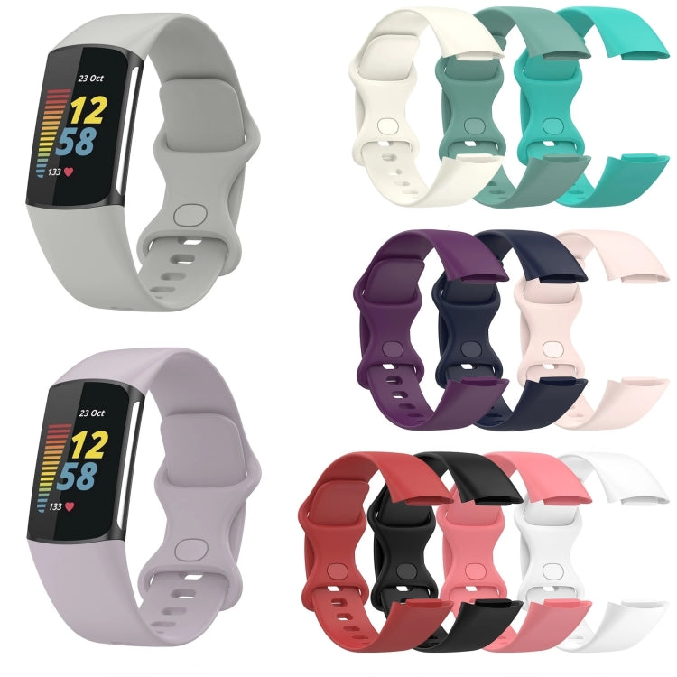 For Fitbit Charge 5 Monochromatic Silicone Watch Band, Size: Small Size(White) - Watch Bands by buy2fix | Online Shopping UK | buy2fix