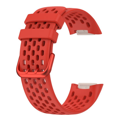 For Fitbit Charge 5 Monochromatic Breathable Silicone Watch Band(Red) - Watch Bands by buy2fix | Online Shopping UK | buy2fix