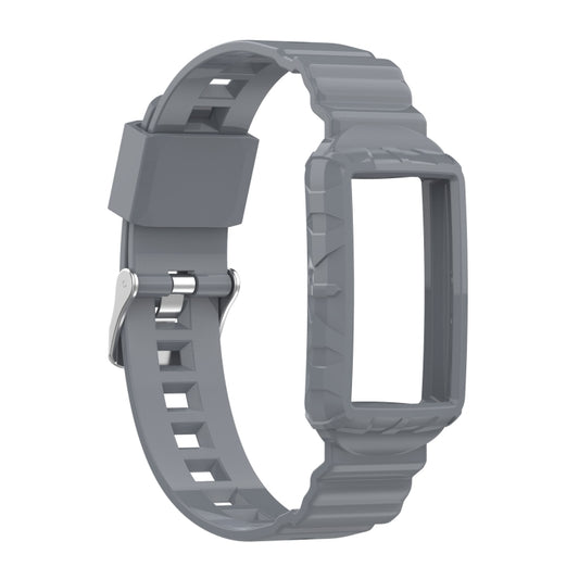 For Fitbit Charge 4 SE Silicone One Body Armor Watch Band(Gray) - Watch Bands by buy2fix | Online Shopping UK | buy2fix
