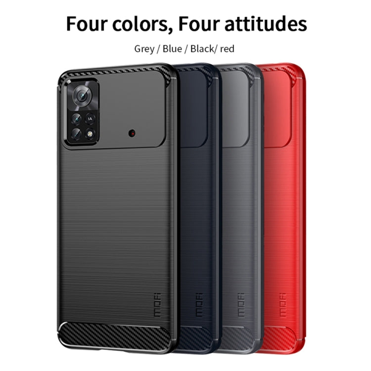 For Xiaomi Poco X4 Pro 5G MOFI Gentleness Brushed Carbon Fiber Soft TPU Case(Gray) - Xiaomi Cases by MOFI | Online Shopping UK | buy2fix