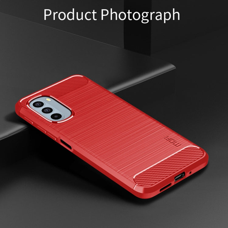 For Motorola Moto G31/G41 MOFI Gentleness Series Brushed Texture Carbon Fiber TPU Phone Case(Red) - Motorola Cases by MOFI | Online Shopping UK | buy2fix