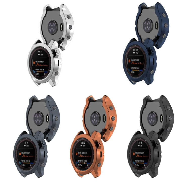 For Garmin Fenix 7 Shockproof TPU Watch Case(Dark Blue) - Watch Cases by buy2fix | Online Shopping UK | buy2fix