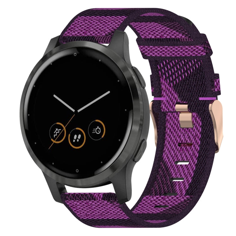 For Garmin Vivoactive 4S 18mm Nylon Woven Watch Band(Purple) - Watch Bands by buy2fix | Online Shopping UK | buy2fix