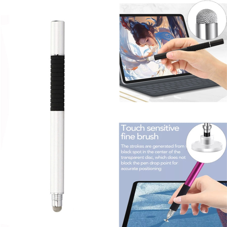 AT-31 Conductive Cloth Head + Precision Sucker Capacitive Pen Head 2-in-1 Handwriting Stylus with 1 Pen Head(Silvery White) - Stylus Pen by buy2fix | Online Shopping UK | buy2fix