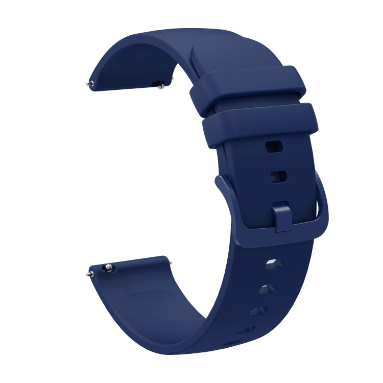 For Amazfit 2 Stratos 22mm Solid Color Soft Silicone Watch Band(Navy Blue) - Watch Bands by buy2fix | Online Shopping UK | buy2fix