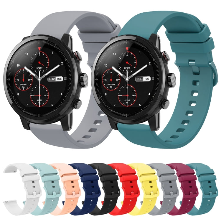 For Amazfit 2 Stratos 22mm Solid Color Soft Silicone Watch Band(Pine Green) - Watch Bands by buy2fix | Online Shopping UK | buy2fix