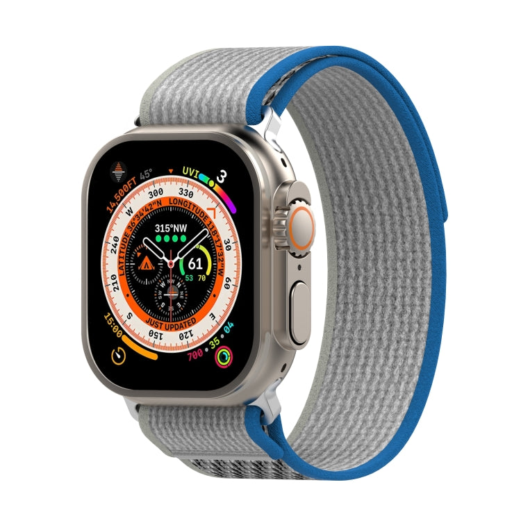 Double Color Nylon Hook and Loop Fastener Watch Band For Apple Watch Ultra 49mm(Blue+Grey) - Watch Bands by buy2fix | Online Shopping UK | buy2fix