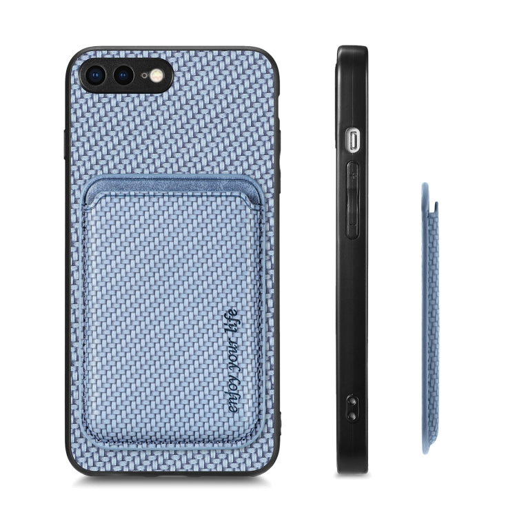 For iPhone 7 Plus / 8 Plus Carbon Fiber Leather Card Magsafe Magnetic Phone Case(Blue) - More iPhone Cases by buy2fix | Online Shopping UK | buy2fix