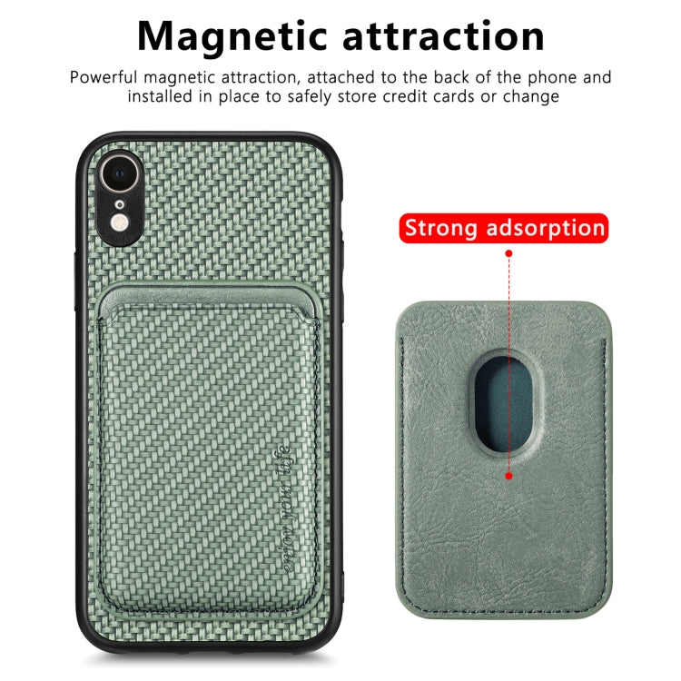 For iPhone  XR Carbon Fiber Leather Card Magsafe Magnetic Phone Case(Green) - More iPhone Cases by buy2fix | Online Shopping UK | buy2fix