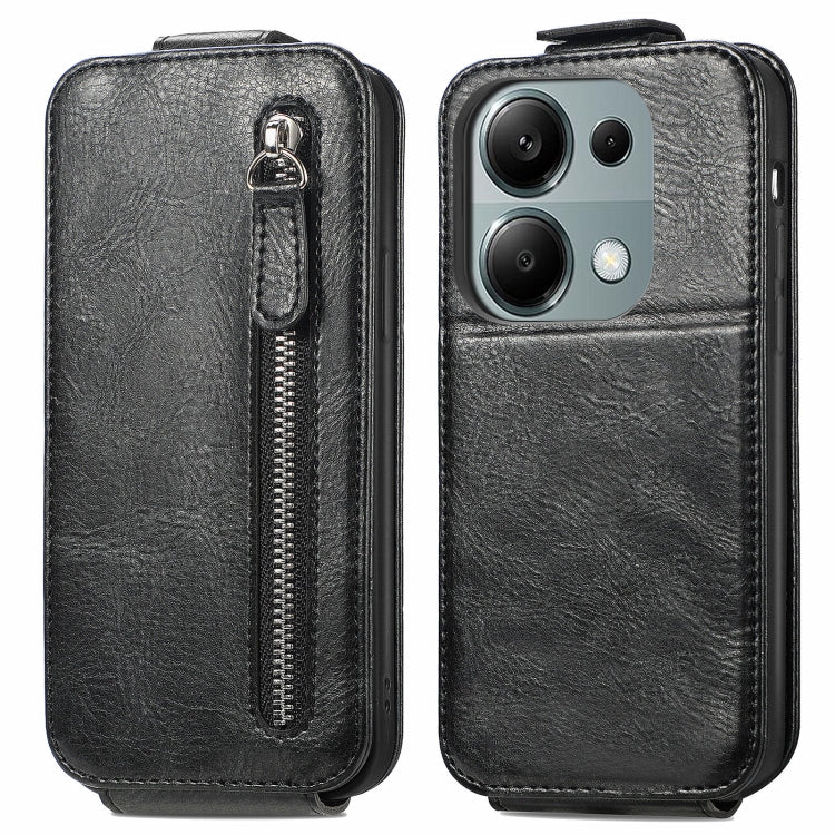 For Xiaomi Redmi Note 13 Pro 4G Zipper Wallet Vertical Flip Leather Phone Case(Black) - Note 13 Pro Cases by buy2fix | Online Shopping UK | buy2fix