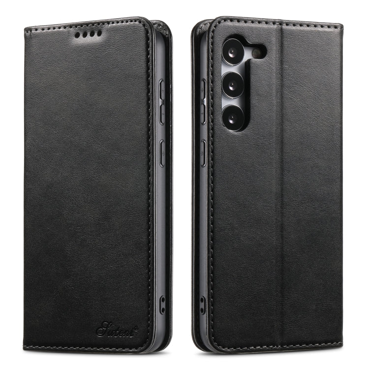 For Samsung Galaxy S24 Ultra 5G Suteni Calf Texture Horizontal Flip Leather Phone Case(Black) - Galaxy S24 Ultra 5G Cases by Suteni | Online Shopping UK | buy2fix