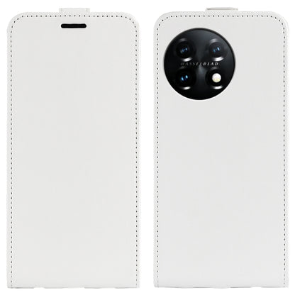 For OnePlus 11 R64 Texture Vertical Flip Leather Phone Case(White) - OnePlus Cases by buy2fix | Online Shopping UK | buy2fix