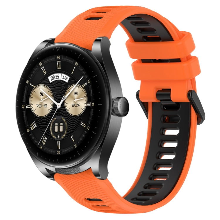For Huawei Watch Buds 22mm Sports Two-Color Silicone Watch Band(Orange+Black) - Watch Bands by buy2fix | Online Shopping UK | buy2fix