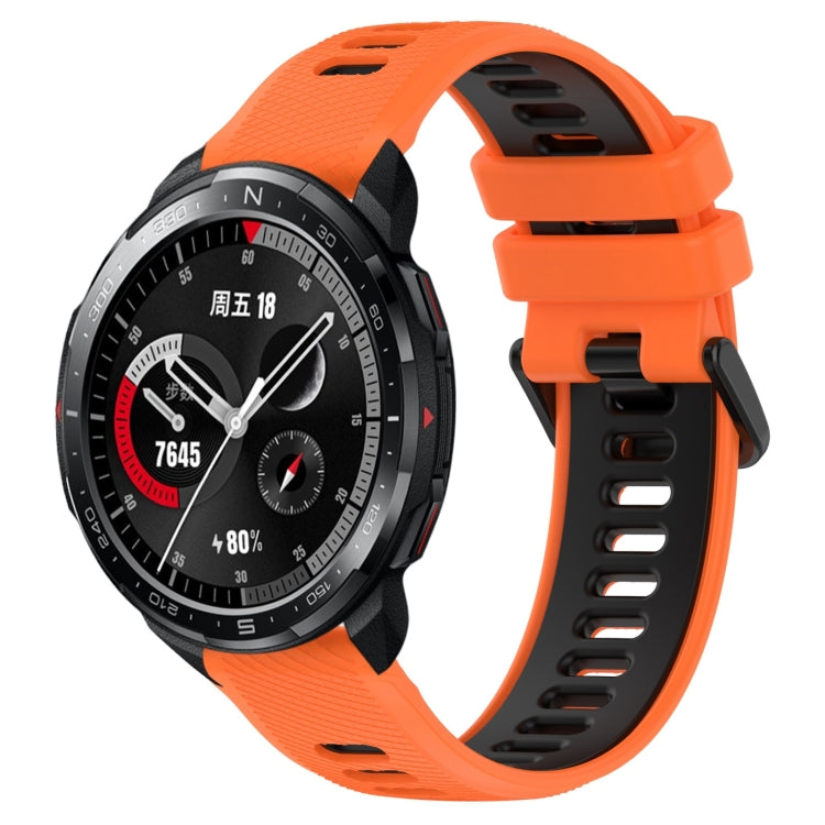 For Honor Watch GS Pro 22mm Sports Two-Color Silicone Watch Band(Orange+Black) - Watch Bands by buy2fix | Online Shopping UK | buy2fix