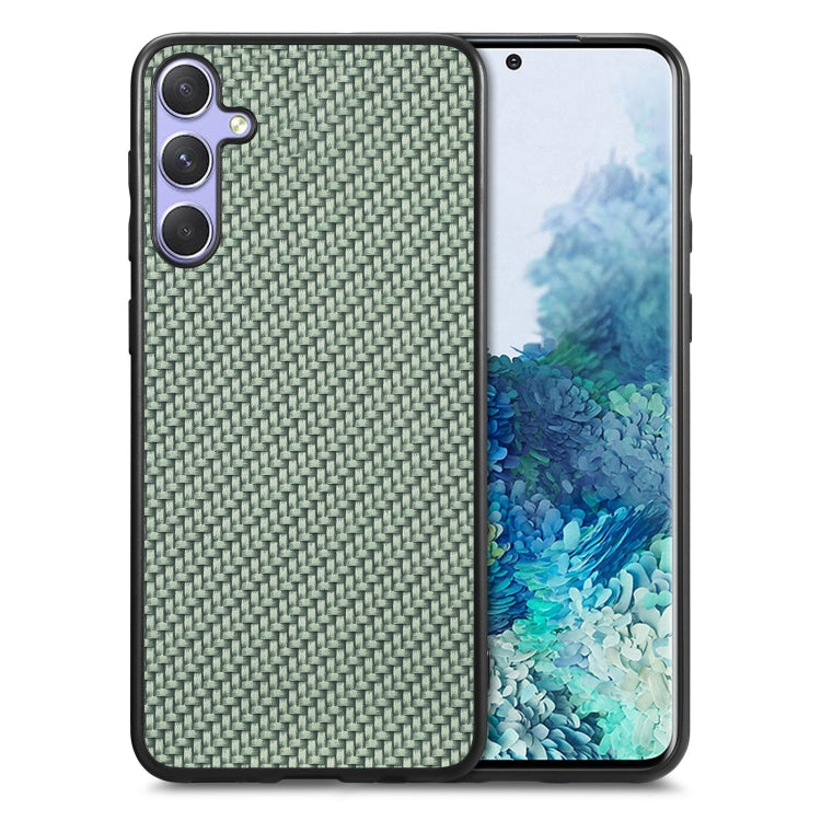 For Samsung Galaxy S25+ 5G Carbon Fiber Texture Leather Back Cover Phone Case(Green) - Galaxy Phone Cases by buy2fix | Online Shopping UK | buy2fix