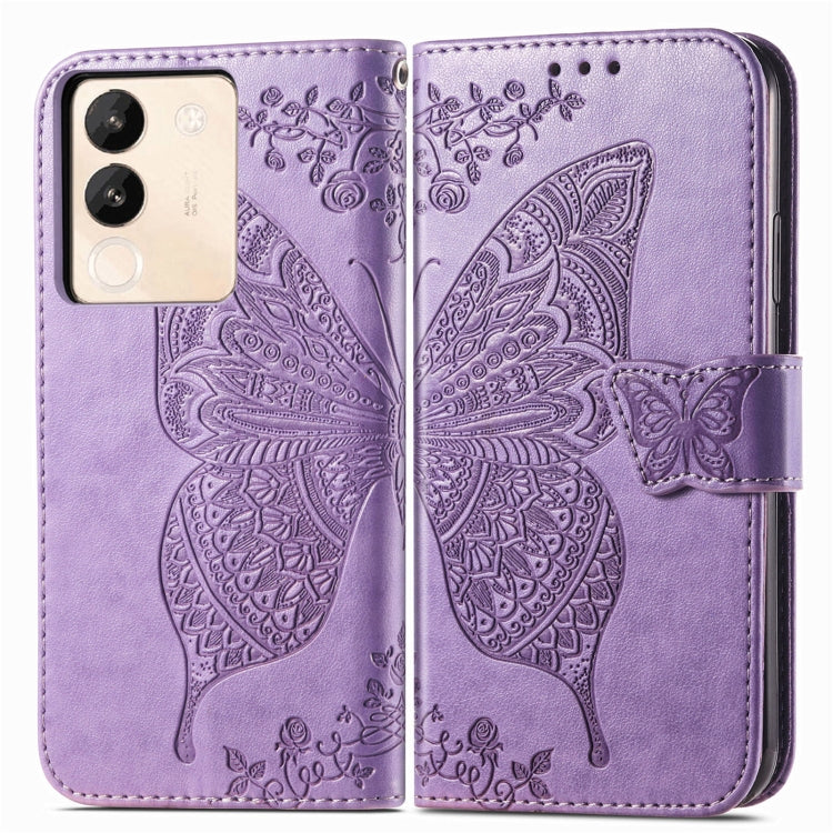 For vivo X100 Butterfly Love Flower Embossed Leather Phone Case(Lavender) - X100 Cases by imak | Online Shopping UK | buy2fix