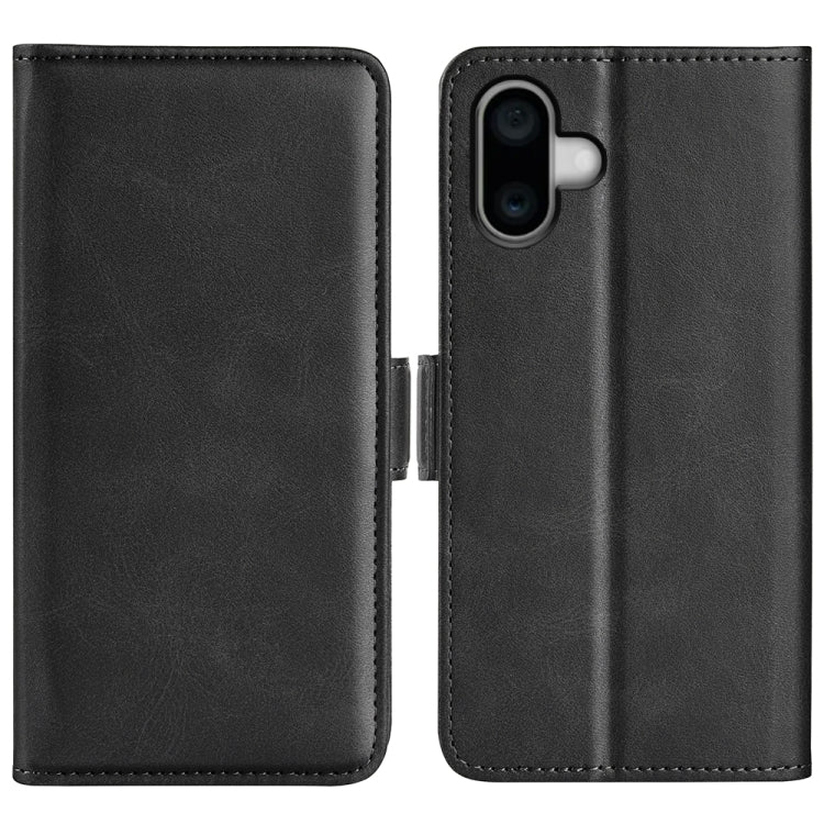 For iPhone 16 Plus Dual-side Magnetic Buckle Horizontal Flip Leather Phone Case(Black) - iPhone 16 Plus Cases by buy2fix | Online Shopping UK | buy2fix