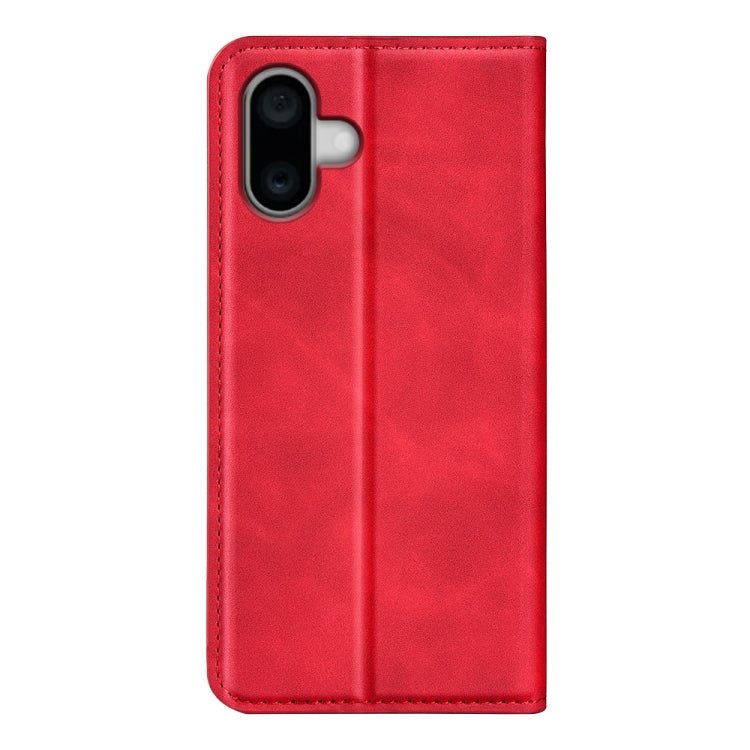 For iPhone 16 Plus Retro-skin  Magnetic Suction Leather Phone Case(Red) - iPhone 16 Plus Cases by buy2fix | Online Shopping UK | buy2fix