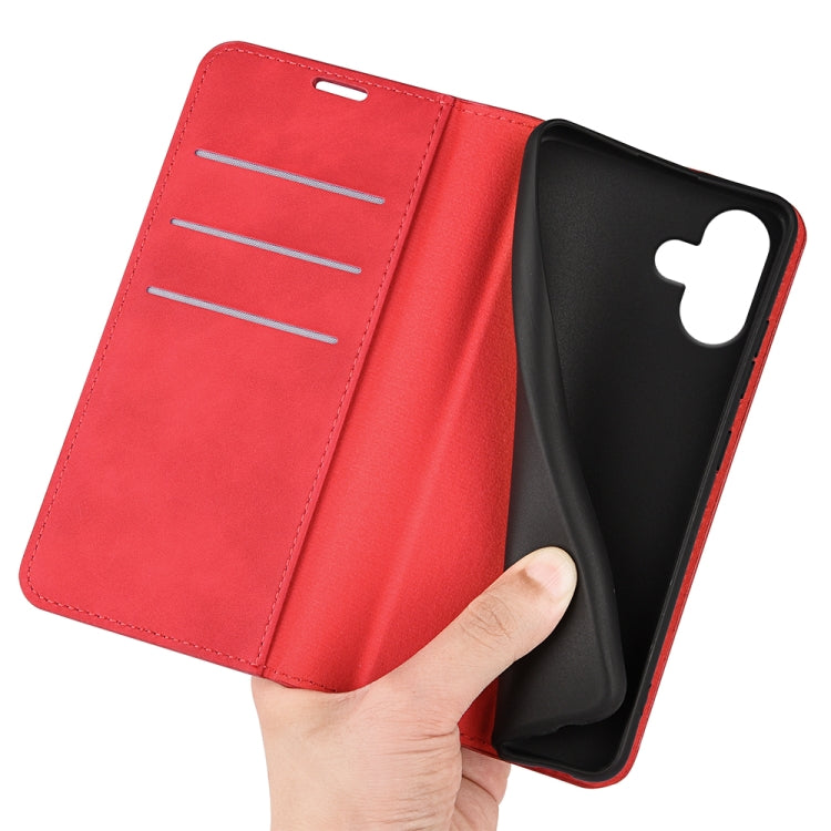 For iPhone 16 Plus Retro-skin  Magnetic Suction Leather Phone Case(Red) - iPhone 16 Plus Cases by buy2fix | Online Shopping UK | buy2fix