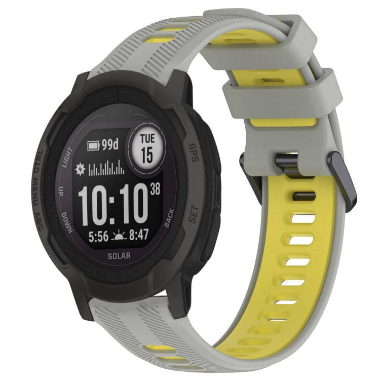 For Garmin Instinct 2 Solar Sports Two-Color Silicone Watch Band(Grey+Yellow) - Watch Bands by buy2fix | Online Shopping UK | buy2fix