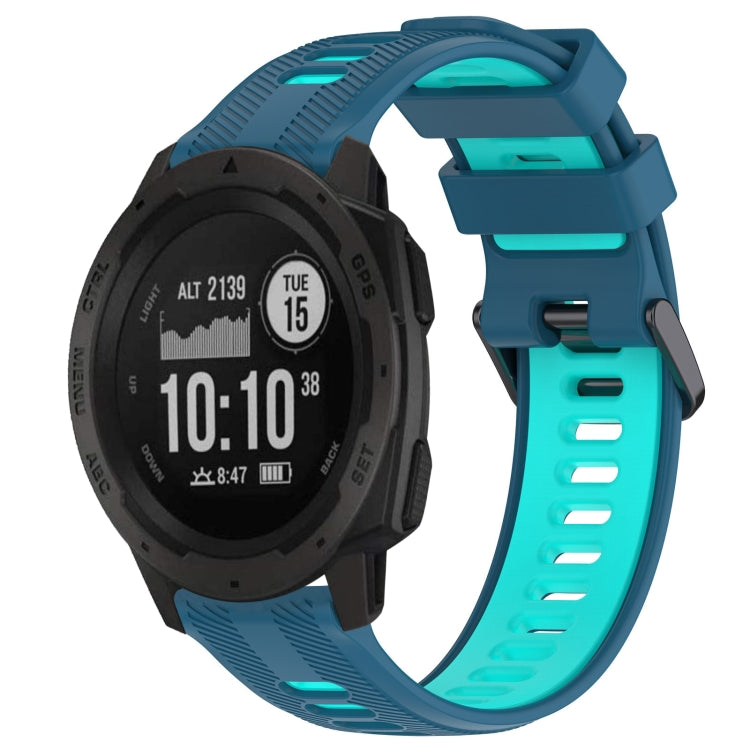 For Garmin Instinct Sports Two-Color Silicone Watch Band(Blue+Teal) - Watch Bands by buy2fix | Online Shopping UK | buy2fix