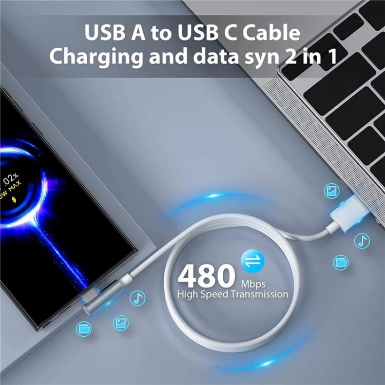 5pcs XJ-95 1m USB to Type-C Elbow Fast Charging Data Cable for Xiaomi and Other Phone(Yellow) - USB-C & Type-C Cable by buy2fix | Online Shopping UK | buy2fix