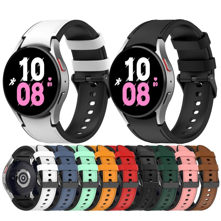 For Samsung Galaxy Watch 6 Silicone Leather Black Buckle Watch Band(Black) - Watch Bands by buy2fix | Online Shopping UK | buy2fix