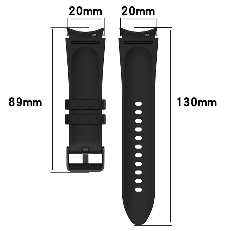 For Samsung Galaxy Watch 6 Classic Silicone Leather Black Buckle Watch Band(Yellow) - Watch Bands by buy2fix | Online Shopping UK | buy2fix