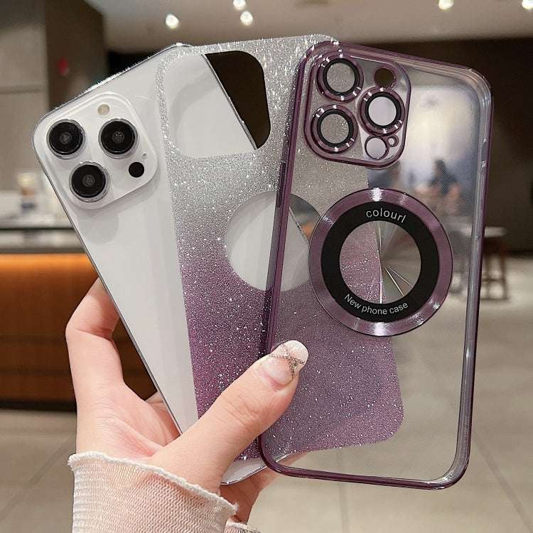 For iPhone 16 Plus Gradient Glitter Electroplating MagSafe TPU Phone Case(Purple) - iPhone 16 Plus Cases by buy2fix | Online Shopping UK | buy2fix