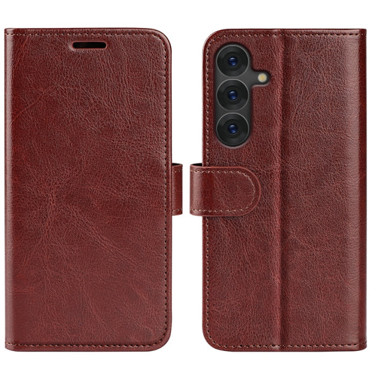 For Samsung Galaxy S25 5G R64 Texture Horizontal Flip Leather Phone Case(Brown) - Galaxy S25 5G Cases by buy2fix | Online Shopping UK | buy2fix