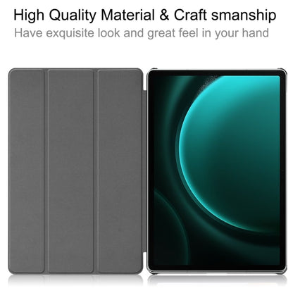 For Samsung Galaxy Tab S9 FE+ 12.4 JUNSUNMAY Custer Solid Color 3-Fold Stand Leather Smart Tablet Case(Dark Green) - Galaxy Tab S9 FE+ by JUNSUNMAY | Online Shopping UK | buy2fix