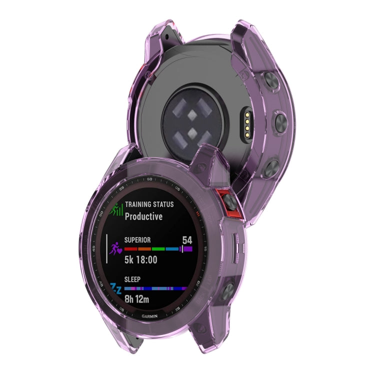 For Garmin Epix Pro 42mm Half-Package TPU Watch Protective Case(Transparent Purple) - Watch Cases by buy2fix | Online Shopping UK | buy2fix
