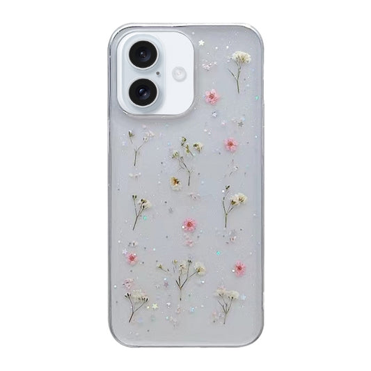 For iPhone 16 Plus Gypsophila Flowers Pattern TPU Protective Phone Case(Pink) - iPhone 16 Plus Cases by buy2fix | Online Shopping UK | buy2fix