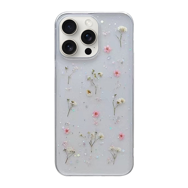 For iPhone 16 Pro Max Gypsophila Flowers Pattern TPU Protective Phone Case(Pink) - iPhone 16 Pro Max Cases by buy2fix | Online Shopping UK | buy2fix