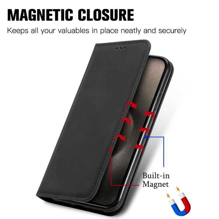 For iPhone 16 Pro Retro Skin Feel Magnetic Flip Leather Phone Case(Black) - iPhone 16 Pro Cases by buy2fix | Online Shopping UK | buy2fix