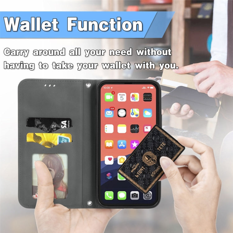 For iPhone 16 Plus Retro Skin Feel Magnetic Flip Leather Phone Case(Gray) - iPhone 16 Plus Cases by buy2fix | Online Shopping UK | buy2fix