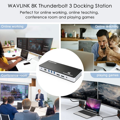 Wavlink UTD21H 60W Host Charging Thunderbolt 3 Docking Station 4K Dual Display 11 in 1 Ports, Plug:EU Plug -  by WAVLINK | Online Shopping UK | buy2fix