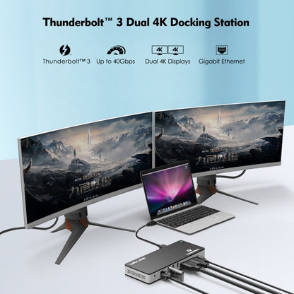 Wavlink UTD21H 60W Host Charging Thunderbolt 3 Docking Station 4K Dual Display 11 in 1 Ports, Plug:EU Plug -  by WAVLINK | Online Shopping UK | buy2fix