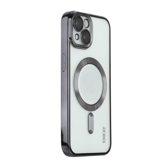 For iPhone 15 ENKAY Hat-Prince Magsafe Electroplated TPU Clear Shockproof Phone Case(Black) - iPhone 15 Cases by ENKAY | Online Shopping UK | buy2fix
