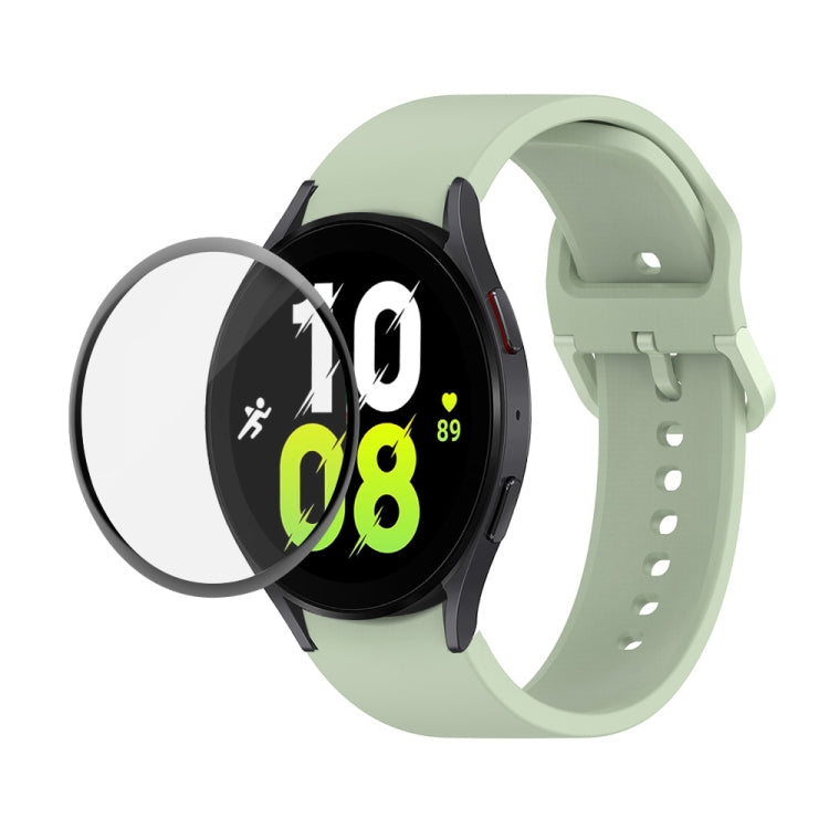 For Samsung Galaxy Watch5 44mm JUNSUNMAY Silicone Adjustable Strap + Full Coverage PMMA Screen Protector Kit(Light Green) - Watch Bands by JUNSUNMAY | Online Shopping UK | buy2fix