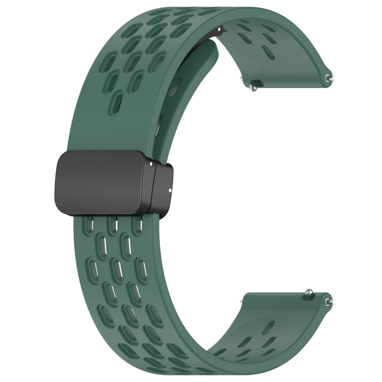 For Amazfit GTS 2 Mini 20mm Folding Magnetic Clasp Silicone Watch Band(Dark Green) - Watch Bands by buy2fix | Online Shopping UK | buy2fix